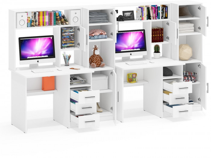 С-МД-СК9 Компоновка № 06, цвет белый шагрень, ШхГхВ 290х70х160 см., НЕ универсальная сборка