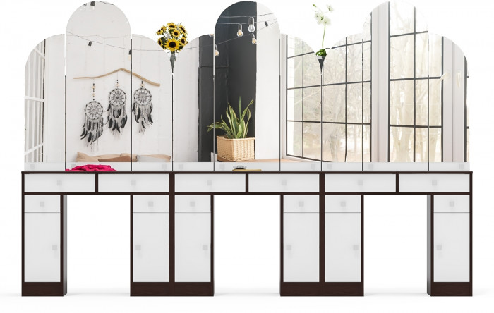 Три туалетных столика Трельяжа МД №2, венге/белый шагрень