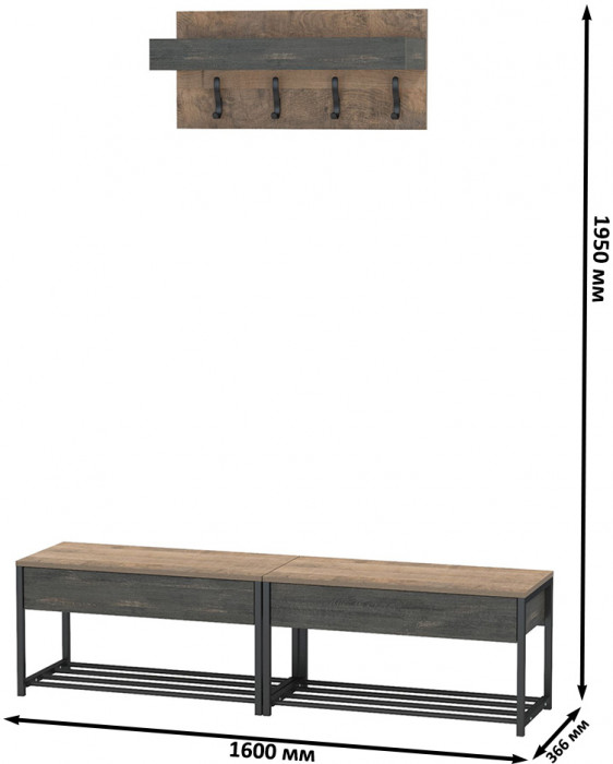 Трувор Прихожая 178, дуб гранж песочный/интра