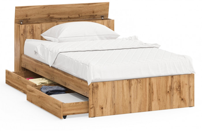 Ксения Кровать с ящиками 1200, дуб вотан