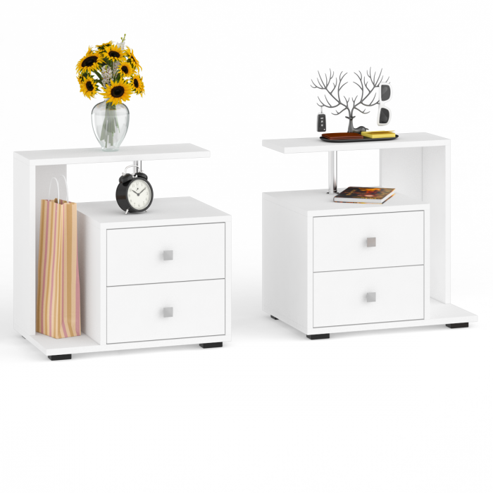 Камелия спальня № 12 Кровать с ящиками 1400 + Две тумбы + Комод + Зеркало, цвет белый, сп.м. 1400х2000 мм., б/м, основание есть