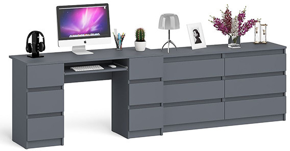 Мори компьютерный стол МС-2 + Комод МК1380.6, графит