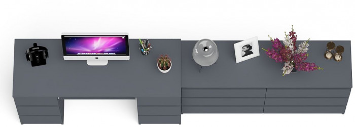 Мори компьютерный стол МС-2 + Комод МК1380.6, графит