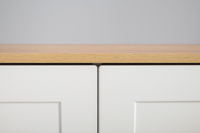 Остин 11.53 Кровать + ортопед + 13.225 Шкаф-пенал + 16.240 Комод, белый шагрень/дуб крафт золотой