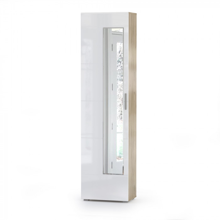 Лайн Прихожая № 03, цвет дуб крафт серый/фасады МДФ белый глянец, ШхГхВ 234,6х35,1х210 см., НЕ универсальная сборка