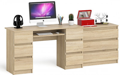 Мори Стол компьютерный МС-2 + Комод МК800.1, цвет дуб сонома, ШхГхВ 215,8х50х76,6 см., универсальная сборка