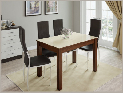 Стол обеденный Бруно 1100х700 орех шоколадный/лакобель ваниль