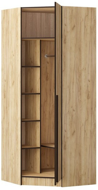 Шкаф Бастион ЛДСП угловой (Крафт золотой / Белый древесный)