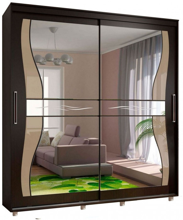 Шкаф-купе Комфорт 12 Прайм с фигурными зеркалами 2000 (2000 мм, Дуб Сонома)