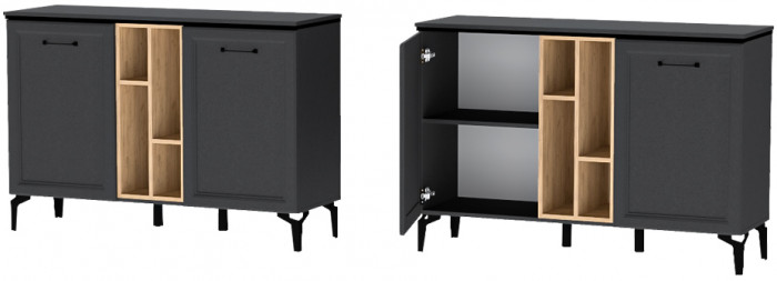 Модульная Спальня Шарм, набор 8, Антрацит/Дуб крафт золотой