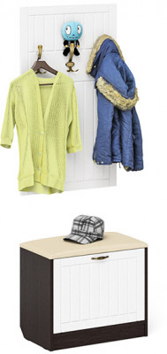 Прихожая П-6 Тумба + Вешалка, венге/фасады МДФ белое дерево фрезеровка прованс