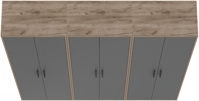 Три шкафа для одежды Домино 2-3430дкт/граф цвет дуб крафт табачный/графит