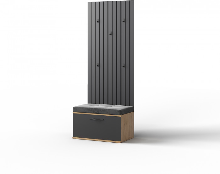 Модульная прихожая "Элана" - Дуб наварра/Черный шагрень