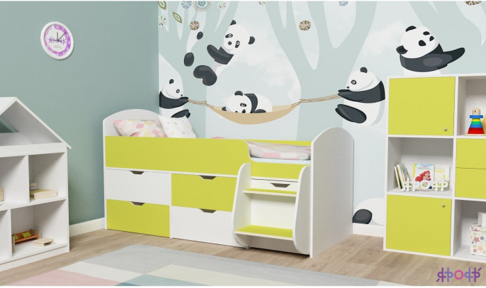 Кровать-чердак Малыш 7 (Дуб молочный/Дуб молочный)