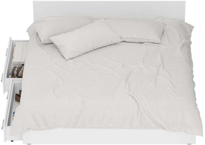 Стандарт Кровать с ящиками 1800, цвет белый, ШхГхВ 183,5х203,5х70 см., сп.м. 1800х2000 мм., без матраса, основание есть