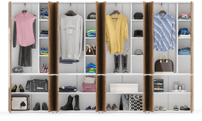 Лидер-8 Шкаф МД 20Б 4 шт., цвет белый шагрень/крафт золото, ШхГхВ 320х37,5х190 см., НЕ универсальная сборка