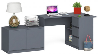 Мори Стол компьютерный МС-16 правый + Тумба МА900.1, цвет графит, ШхГхВ 214,8х84,9х76,6 см., выдвижные ящики справа, НЕ универсальная сборка