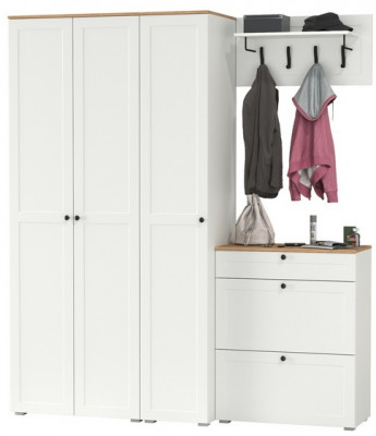 Остин Прихожая 41, белый шагрень/дуб крафт золотой