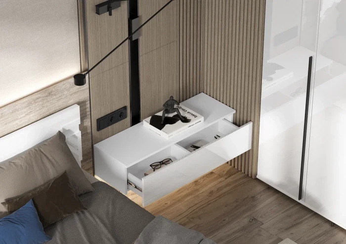 Модульная спальня Норд + Челси, композиция 2, Белый глянец/Белый