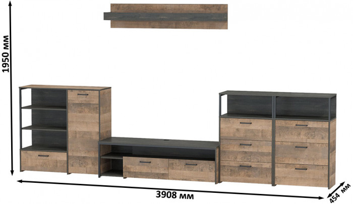 Трувор Гостиная 105, дуб гранж песочный/интра