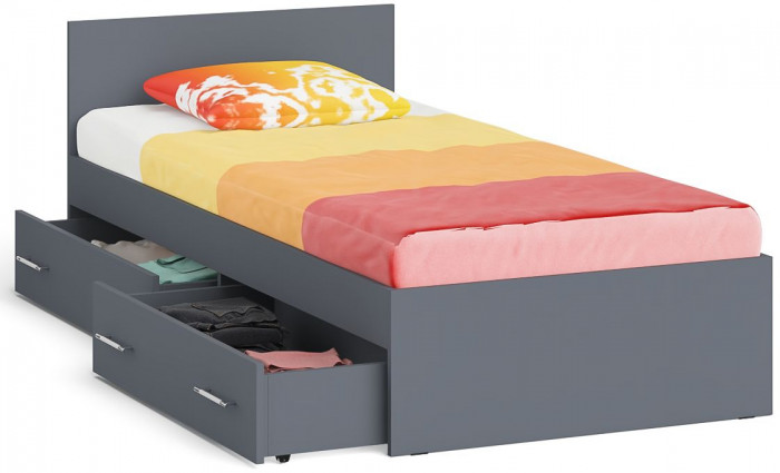 Мори Кровать с ящиками 0900, графит
