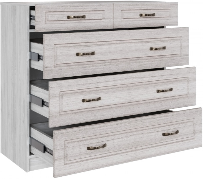 Комод с 5-мя ящиками Апполия, Ясень анкор светлый/Сандал белый