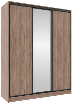 Шкаф-купе трехдверный с зеркалом 1800 Домашний Дуб табачный Craft
