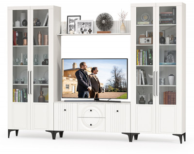 Валенсия Гостиная № 074, ЛДСП белый шагрень/МДФ белый шагрень