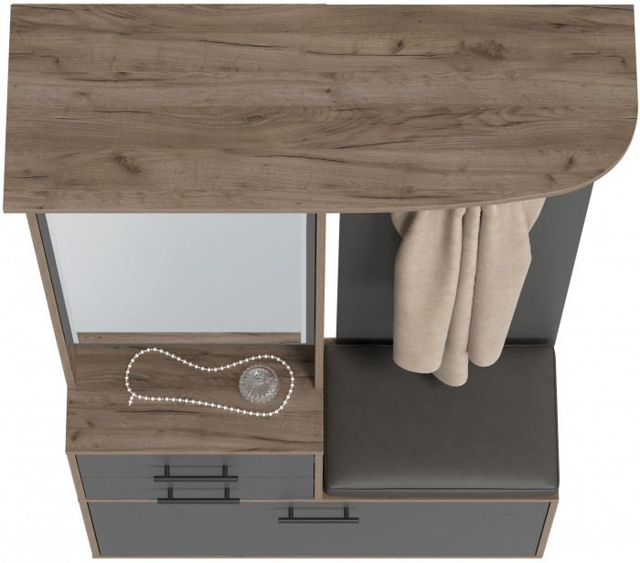 Прихожая 2-3431дкт/граф Домино - Шкаф с вешалкой, цвет дуб крафт табачный/графит, ШхГхВ 100х36х202 см., универсальная сборка