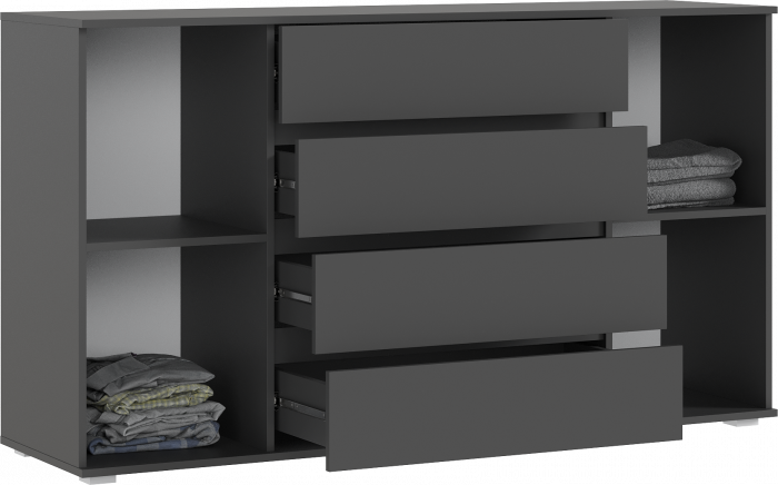 Марвэл Комод 2 двери 4 ящика (1600), Графит/Браш графит