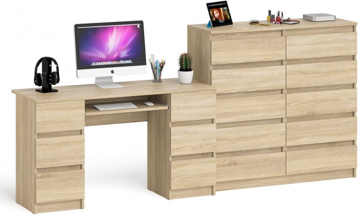 Мори компьютерный стол МС-2 + Комод МК1200.10, дуб сонома