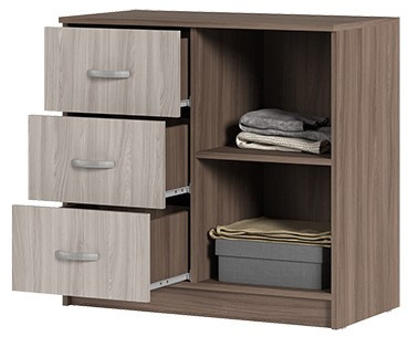 КМ 553М Бася ЛДСП комод 3 ящ. 1 ств. шимо темный/шимо светлый