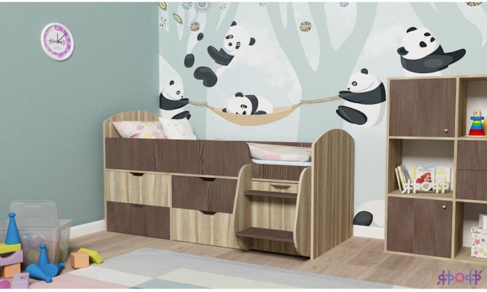 Кровать-чердак Малыш 7 (Винтерберг/Дуб молочный)