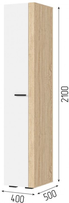 САНСА ШК-01 Шкаф 400 Фасад БЕЛЫЙ/Корпус ДУБ СОНОМА