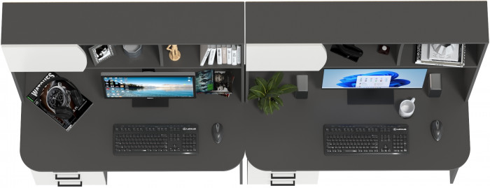 Два стола рабочих 6-0606граф/бел Сигма, графит/белый