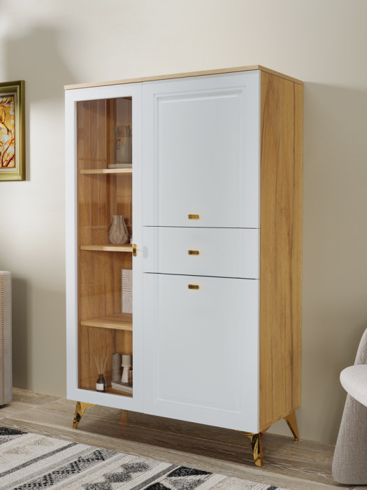 Шкаф низкий (1 стеклодверь) Вега Сапфир