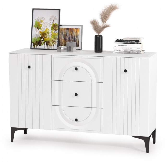 Валенсия Гостиная № 097, цвет ЛДСП белый шагрень/МДФ белый шагрень, ШхГхВ 217,3х38,4х225,2 см., универсальная сборка