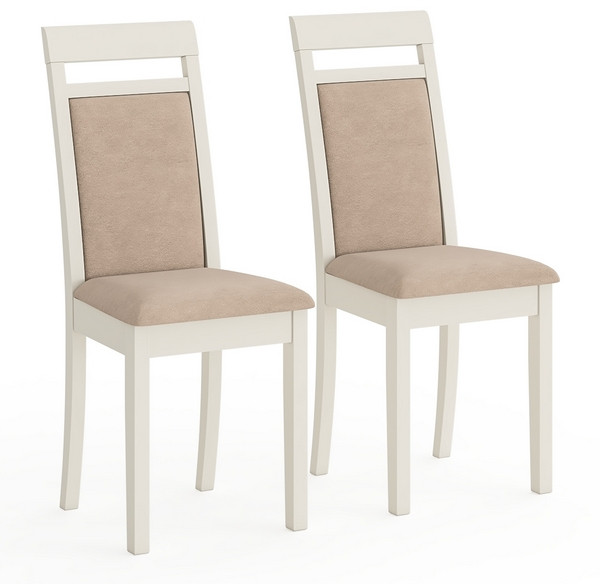Два стула Мебель--24 Гольф-12 разборных, цвет слоновая кость, обивка ткань велюр бежевый 05, 40х40х100 см., от пола до верха сиденья 47 см.(мягк сп.)