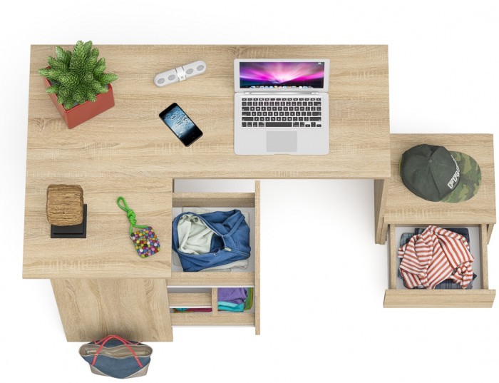 Мори Стол компьютерный МС-16 левый + Тумба ТМП400.1, цвет дуб сонома, ШхГхВ 164,8х84,9х76,6 см., выдвижные ящики слева, НЕ универсальная сборка