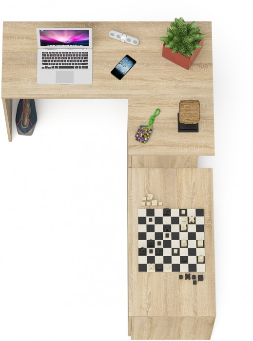 Мори Стол компьютерный МС-16 правый + Тумба МА900.1, цвет дуб сонома, ШхГхВ 214,8х84,9х76,6 см., выдвижные ящики справа, НЕ универсальная сборка