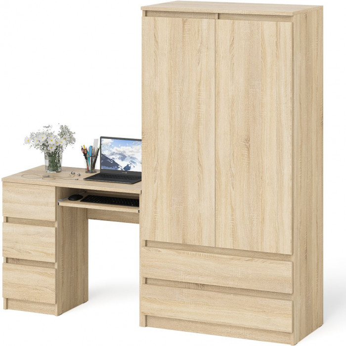 Мори Стол компьютерный МС-6 левый + Шкаф МШ900.1, цвет дуб сонома, ШхГхВ 180,4х50,4х179,6 см., выдвижные ящики слева, НЕ универсальная сборка