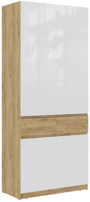 Модульная прихожая Бостон МДФ, крафт золотой/белый глянец (Дуб Крафт Золотой, Белый глянец)