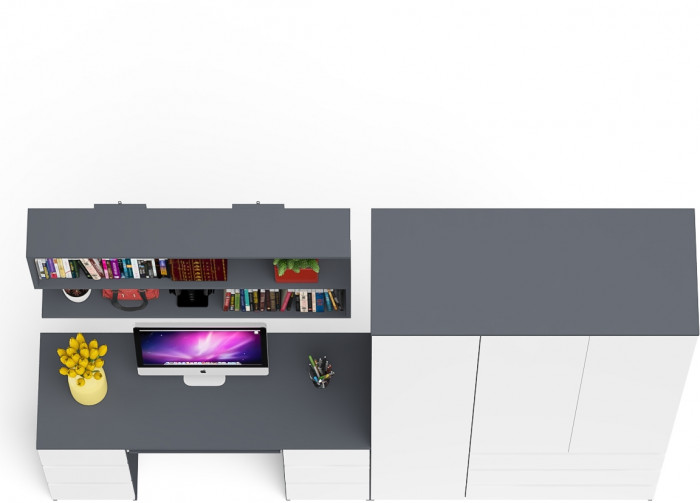 Мори компьютерный стол МС-2 + Шкаф МШ1200.1 + Полка 1200, графит/белый