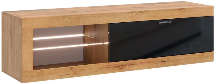 Прага Модульная Гостиная, вариант №1, Дуб Вотан/Черный глянец