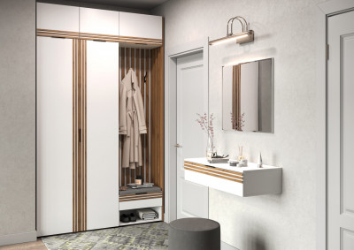 Прихожая Нао, набор №7, Белый/Белый, Вотан, Simple 27