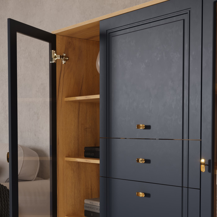 Шкаф низкий (2 стеклодвери) Вега Сапфир