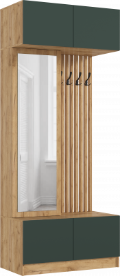 Модульная прихожая Роджина, композиция 1, Дуб крафт/Изумрудный
