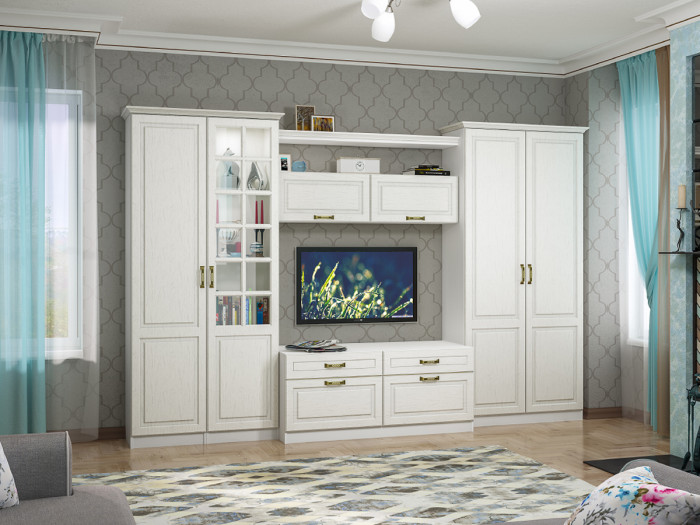 Ливерпуль Шкаф навесной, цвет ясень ваниль/белый, ШхГхВ 140х31,4х35 см.