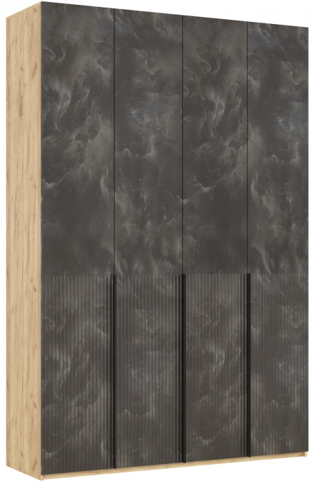 Марвэл Шкаф 4-х створчатый 1600, Дуб крафт/Мальта грей