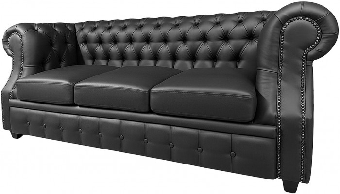 Диван Честер ЛОФТ 3-х местный, черный